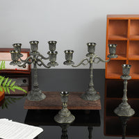 European Style Zinc Alloy Candle Holder with 5 Arms for Table Decor
