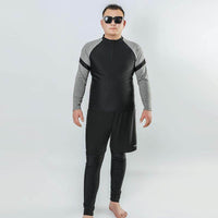 男士大码浮潜水服防晒冲浪加肥加大泳衣漂流三件套拉链胖子泡温泉