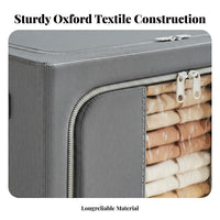 Framed Collapsible Clothes storage container Stackable textile Container double retrieval fasteners