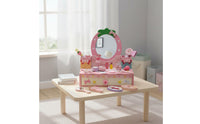 Kids Makeup Vanity Set Wooden Dressing Table Child Design Princess Pretend Makeup Table for Young Children, Playroom