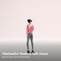 Blue Pants Miniature Decor Tabletop Fairy Garden 1:64 Scale Female Figurine Standing Female Figurine Micro Landscape for Diorama