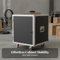 1 Rolling Amplifier Rack Cabinet Heavy-duty Audio Gear Carrier Lockable Secure Storage Reinforced Ball Corners Suitable for Djs Stage Performances KTV Studio Use