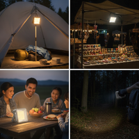 Smile Shark Solar Camping Lantern with Dual Color Light, Magnetic Base, and Stand Socket for Outdoor & Emergency Use