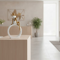 Modern Reading Woman Figurine Minimalist Reading Figurine Sculptural Sculpture with Circlet Base Tabletop for Readers, Art Lovers, Bookshelf, Living Room, Office, Study
