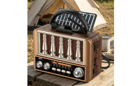 Carry Handle Solar Shortwave Radio Wood-Grain Solar Radio Metal Trim Home Gadget Rotary Knobs