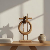 Abstract Wooden Loop Sculpture Handmade House Decoration for Desktop, Entryway