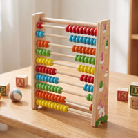 Educational Wooden Abacus Tabletop Abacus with 10 Rows Tactile Rekenrek Sturdy for Preschoolers, Homeschool, Playroom