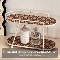 Light Luxury Design Iron Makeup Stand Space Saver Double Layer Cosmetic Rack Large Capacity for Dressing Table, Bedroom, Bathroom Counter