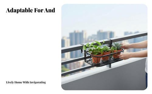 Space-Saving Railing Planter Rack Indoor & Outdoor Use Hanging blossom Pot Rack Easy Installation Plant Holder Sturdy long-lasting for Apartment Dwellers, Gardeners, homeowners, Balcony, Windowsill, Fence, Patio