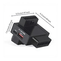 OBD2 Splitter, 1 to 2 Extension wire, 16-Pin OBD2 Y Splitter, Flat Extension Adapter with toggle toggle, Data Port Fast Charging, Compatible with Diagnostic Devices
