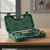 Full Polish Chrome Socket Wrench Kit Socket Set with Case Organized Ratchet Set Compact for Mechanics