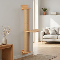 Cat Scratcher Wall Mounted Wooden Toy Accessory, Vertical Pad for Indoor Cats, Space Saving Large Animal Surface