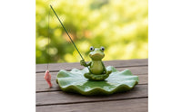 Buoyant Fishing Frog Statue Decor Frog on Lily Figurine for Pond