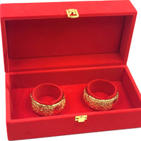 Red Velvet Wooden Bangle Storage Box with Dragon and Phoenix Design, 4-Slot