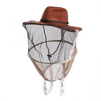 Domed Crown Beekeeping Hat with Veil Chin Strap Beekeeping Cap with Head Net Face and Neck Coverage Mesh Beekeeper Hat Brown Denim Style