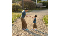 2 Pieces Resin Father and Son Figure Scene Hand-Painted Miniature Figures Fist-Bump Figure Set