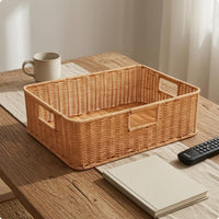 Imitation-Rattan Basket Reinforced Rectangular Storage Basket Tabletop