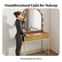 Vanity Table with Lights Adjustable Lighting Makeup Desk with Lighted Mirror Spacious Tabletop Lighted Makeup Vanity Set for Women, Apartment, Closet