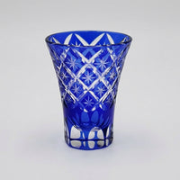 Kiriko-style Glass Sake Set, Sunflower Blue