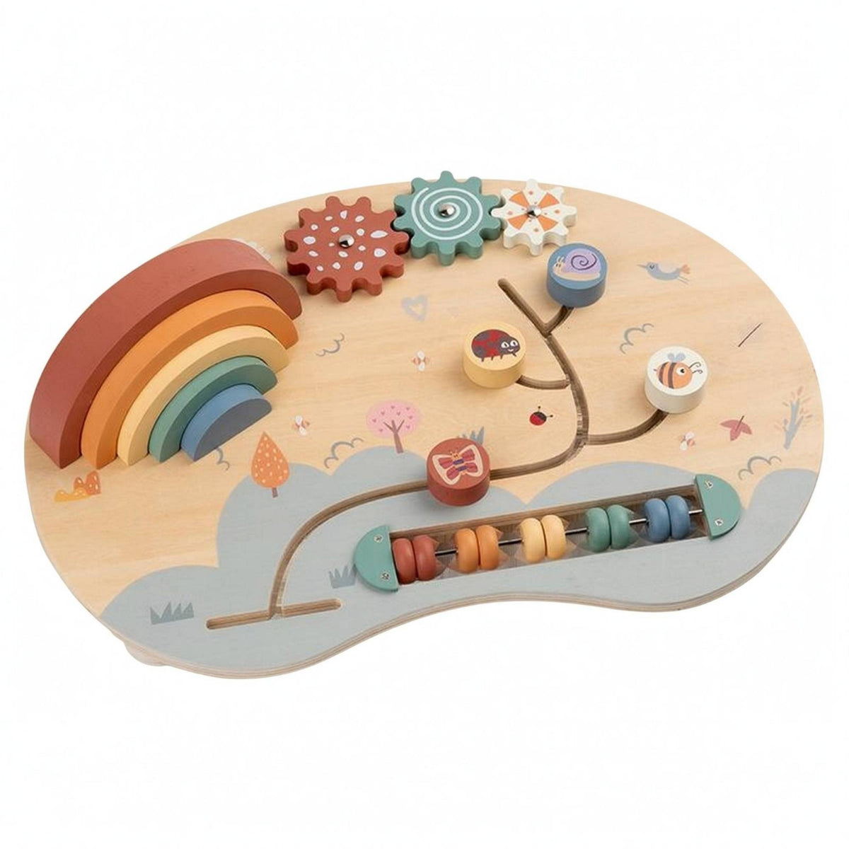 Wooden Busy Board Wood Activity Board Rotating Pieces