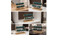 2-Tier Bracelet Holder with Wooden Base Soft-Touch Jewelry Display Stand Countertop Jewelry Display Holder Tangletangle-Free for Vanity