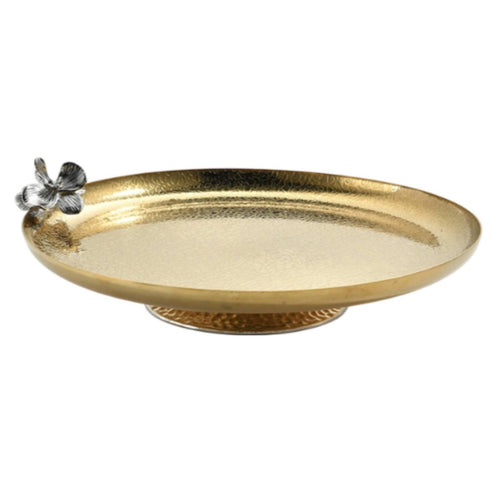Oval Fruit Bowl with Pedestal Elevated Decorative Tray with Flower Detail Lightweight Decorative Tray for Hosts, Home Stylists, Dining Table