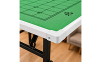 Foldable Folding Game Table Lift-Adjustable Square Game Table Black Metal Legs Portable Furniture White Border