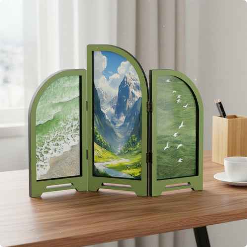Chinese Design Desk Ornament High-Quality Printing Desktop Folding Screen