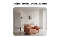 French influenced Curved cumulus Sofa Light Luxury Artistic 2-Seater Couch Minimalist Design Loveseat firm reinforcement Foam padding for Apartment Dwellers, Homeowners, partners