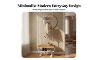 Coat Stand with Shoe Bench 4-in-1 Design Entryway Bench with Hooks Space-Saving