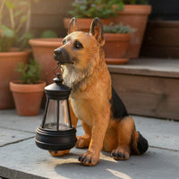 German Herder Statue Light Weather Resistant Creature Lawn Ornament Lamp