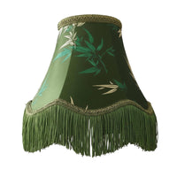 European Design Table Lampshade Handmade Textile Lampshade with Fringe Leaf Pattern Bell Shape Tassel Lamp Shade for Hotel Owners, Interior Designers