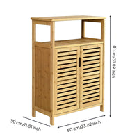 Bamboo Storage Cabinet Sturdy Cabinet with Slatted Doors Easy to Maintain
