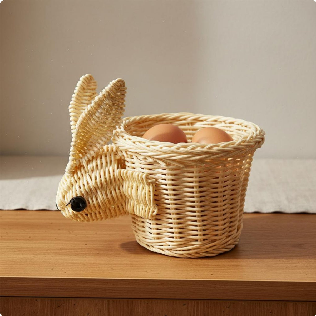 Imitation Rattan Hare Storage Holder Decorative Hare Shaped Basket Wicker Bunny Storage Bin for Kids, Kitchen, Living Room, Party