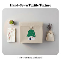 Embroidered Cloth Container Space Saving Rectangular Tote with Handles for children