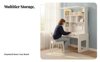 Integrated shelving unit Writing Desk with Hutch Space-Saving Desk with Hutch Multi-Functional Storage Study Table Wide desk surface for Students, Teenagers, Children, Bedroom, Dormitory