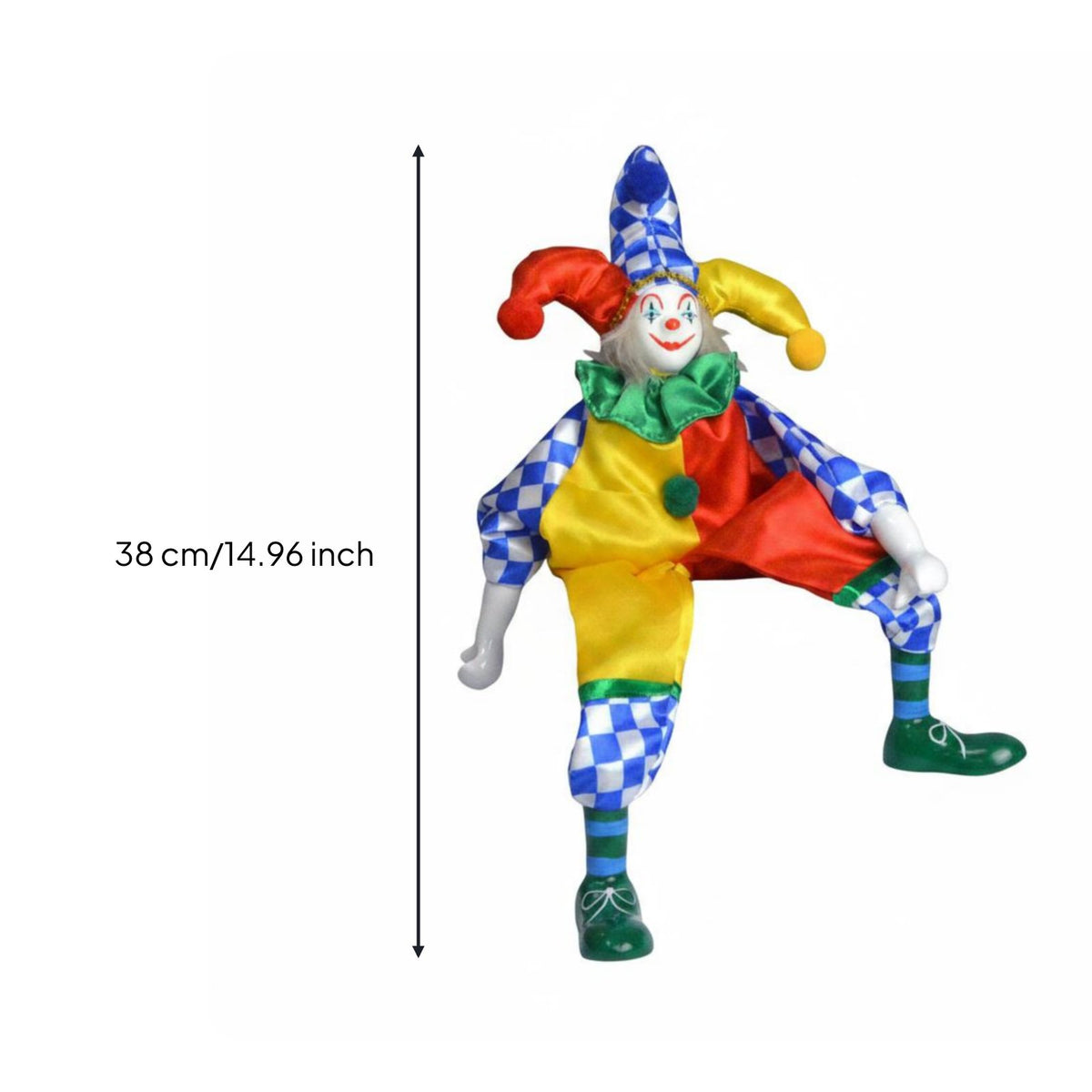 Dangling Leg Clown Ornament Colorful Ceramic Clown Doll Collectible