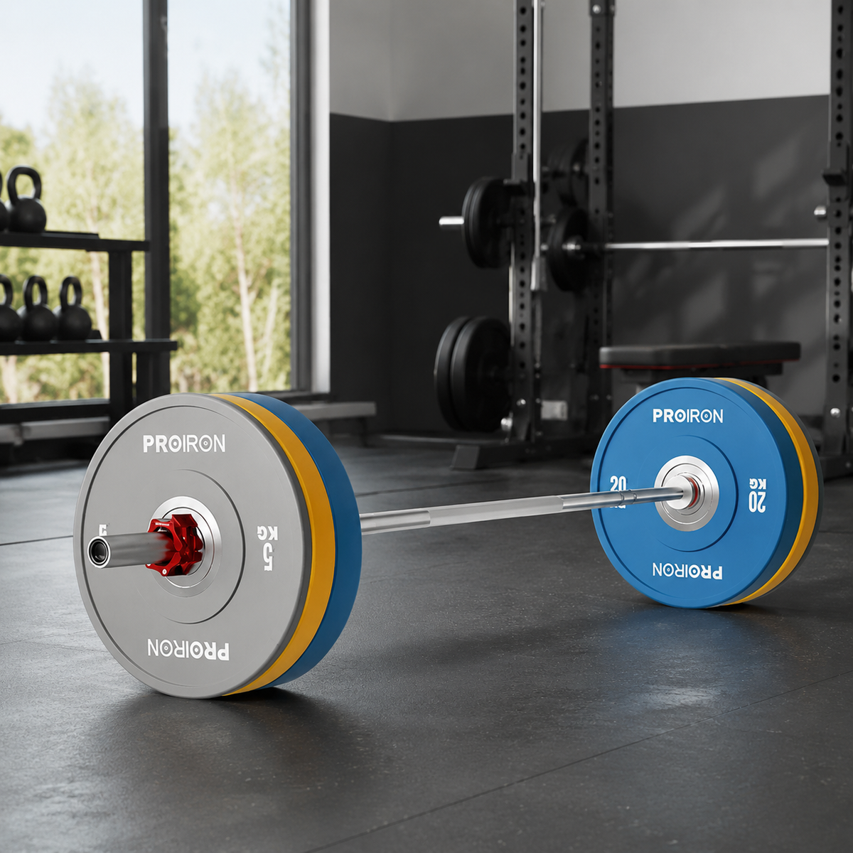 olympic barbell and bumper plates set