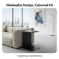 C-Shaped Couch Table Minimalist Design Slide-Under Sofa Table Movable