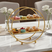 2 Pieces Two-Tier Dessert Stand Space-Saving Tiered Serving Tray Decorative