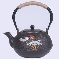 典工堂铁壶仿日本南部铸铁壶双铁银叶荷花生铁壶 烧水壶 茶具茶壶