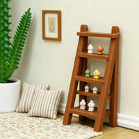 Dollhouse Miniature Furniture 4-Tier Slanted Ladder Shelf Plant Stand