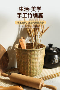 竹编织圆桶竹筐家用商用收纳水果蔬菜篮厨房拉圾篓大箩筐