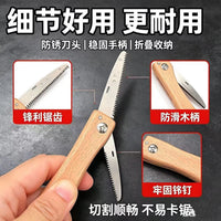 Mini Folding Hand Saw with Wooden Handle, Portable, Fine Teeth, for Outdoor and Wood Cutting