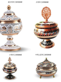 新品 土耳其进口紫铜纯手工雕花珐琅彩大糖罐果盘 实用兼摆设装饰