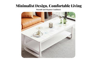 2-Tier Coffee Table Modern Design 2-Tier Rectangular Table Rounded Corners Nordic Design for Homeowners, Office Reception