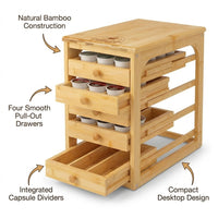 Bamboo Coffee Pod Drawer Organizer, Coffee Pod Holder for Kitchen Counter, Bamboo Drawer Organizer Coffee, Minimalist Coffee Pod Holder Drawer