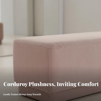 Long Rectangular Shape Corduroy Entryway Bench adaptable Usage End-of-Bed Bench Multi-Purpose Accent Seating Modern Design for Bawayique Owners, Interior Decorators, Young Adults, Living Room, Hallway, Retail shop, perusing corner