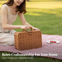 Woven Suitcase Basket With Handle Suitcaseand aesthetic Container Portable for outdoor dinings