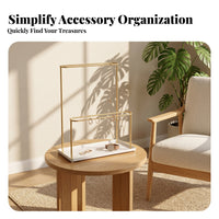 Headband Rack Detachable Double-Layer Headband Holder Organizer Display Stand Storage Gold